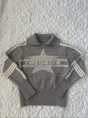 Dior Gray Crewneck Sweater with Ivory Star Logo